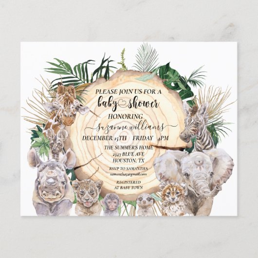 サファリ動物ベビー水色ジャングルベビーシャワー (正面)