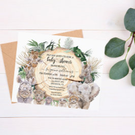 サファリ動物ベビー水色ジャングルベビーシャワー