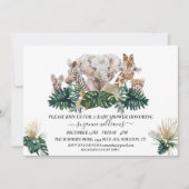 サファリ動物ベビー水色ジャングルベビーシャワー 招待状 (正面)