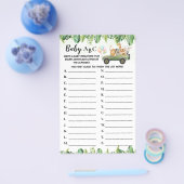 サファリ動物ベビーABCベビーシャワーゲームカード チラシ (シングル)