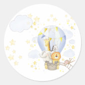 サファリ動物ホットエアバルーンステッカー ラウンドシール (正面)