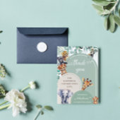 サファリ動物ボヘミアン植物性ベビーシャワー サンキューカード