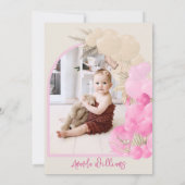 サファリ動物ボホバルーンガール1stバースデーフォト 招待状 (裏面)