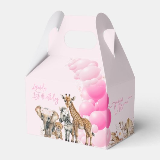 サファリ動物ボホバルーンガール1st誕生日のお願い フェイバーボックス (裏面サイド)