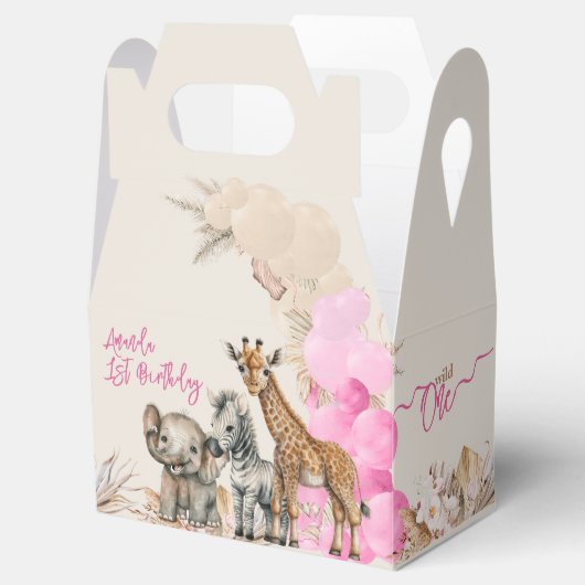 サファリ動物ボホバルーンガール1st誕生日 フェイバーボックス (オープン)