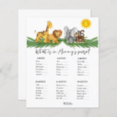 サファリ動物ミイラの財布ベビシャワーゲーム (正面/裏面)