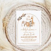 サファリ動物ミニマルシンプルリストベビーシャワー 招待状