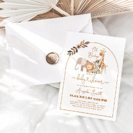 サファリ動物ミニマルシンプルリストベビーシャワー 招待状