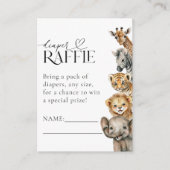 サファリ動物モダン赤ちゃんシャワーおむつ エンクロージャーカード (正面)