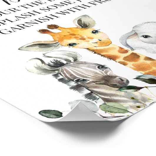 サファリ動物ライオンmom-osaバーベビーシャワーサイン ポスター (角)