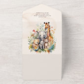 サファリ動物ワイルドワンベビーシャワー オールインワン招待状 (外側)