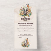 サファリ動物ワイルドワンベビーシャワー オールインワン招待状 (内側)