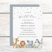 サファリ動物ワイルドワンベビーシャワー 招待状