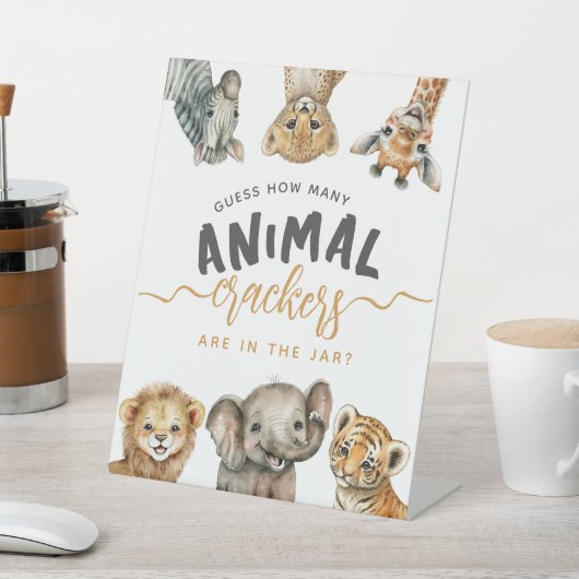 サファリ動物ワイルドワンモダンベビーシャワーゲーム 台座サイン (インサイチュ)