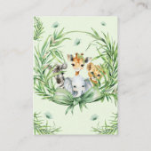 サファリ動物可愛いバウ赤ちゃんシャワーベビー エンクロージャーカード (裏面)