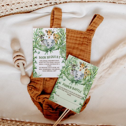 サファリ動物可愛いバウ赤ちゃんシャワーベビー エンクロージャーカード