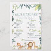 サファリ動物園の動物の財布の赤ちゃんシャワーゲーム 便箋 (正面/裏面)