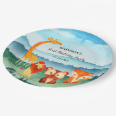 サファリ動物園の動物の青い緑の水色 ペーパープレート (アングル)