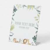 サファリ動物園の動物カスタム文字テーブルのパーティー記号 台座サイン (正面)