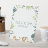 サファリ動物園の動物カスタム文字テーブルのパーティー記号 台座サイン (インサイチュ)