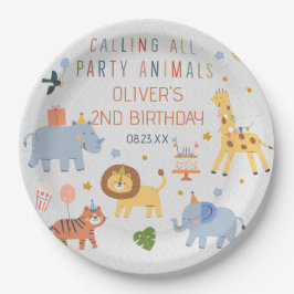 サファリ動物園の誕生日パーティーにパーティー好きな動物たちをお招き ペーパープレート