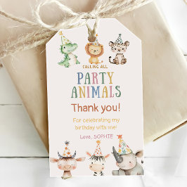 サファリ動物園の誕生日パーティーにパーティー好きな動物たちを呼ぼう ギフトタグ