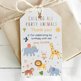 サファリ動物園の誕生日パーティーのための楽しいデザイン ギフトタグ