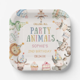 サファリ動物園の誕生日パーティーのための楽しいデザイン ペーパープレート