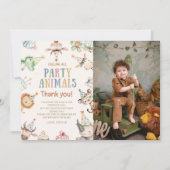 サファリ動物園の誕生日パーティーのための楽しいデザイン 招待状 (正面)