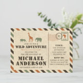 サファリ動物園の誕生日パーティーの招待 招待状 (スタンド正面)