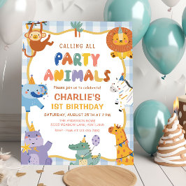 サファリ動物園の誕生日パーティーをおたのしみに 招待状