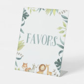 サファリ動物園の野生のジャングル動物パーティーがテーブルを引き立てる 台座サイン (正面)