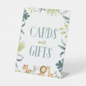 サファリ動物園の野生動物のカードとギフトパーティーのサイン 台座サイン (正面)