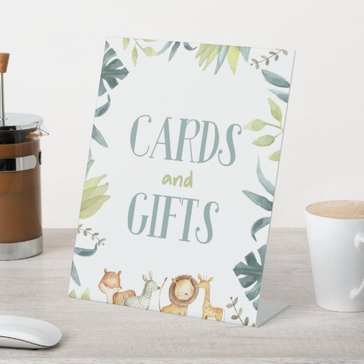 サファリ動物園の野生動物のカードとギフトパーティーのサイン 台座サイン (インサイチュ)