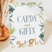 サファリ動物園の野生動物のカードとギフトパーティーのサイン 台座サイン