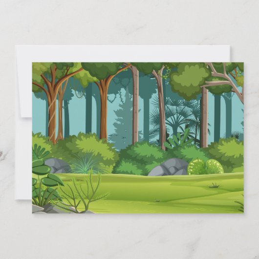 サファリ動物園の野生動物の誕生日 招待状 (裏面)