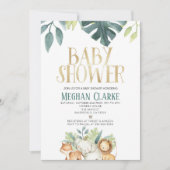 サファリ動物園ジャングル動物をテーマにしたベビーシャワー 招待状 (正面)