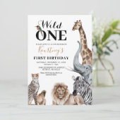 サファリ動物園 1歳の誕生日パーティーの招待状 招待状 (スタンド正面)