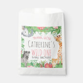 サファリ動物局所フローラ赤ちゃんシャワーありがとう フェイバーバッグ (正面)