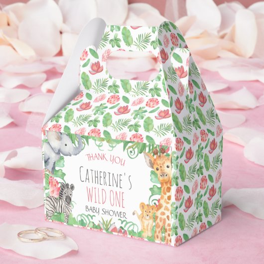 サファリ動物局所フローラ赤ちゃんシャワーありがとう フェイバーボックス (ウェディング)