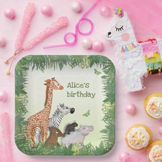 サファリ動物広場バースデーパーティー紙プレート ペーパープレート (パーティー)