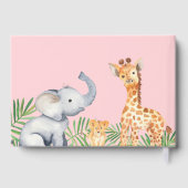 サファリ動物時事的フローラベビーシャワーウェルカム ゲストブック (裏面)