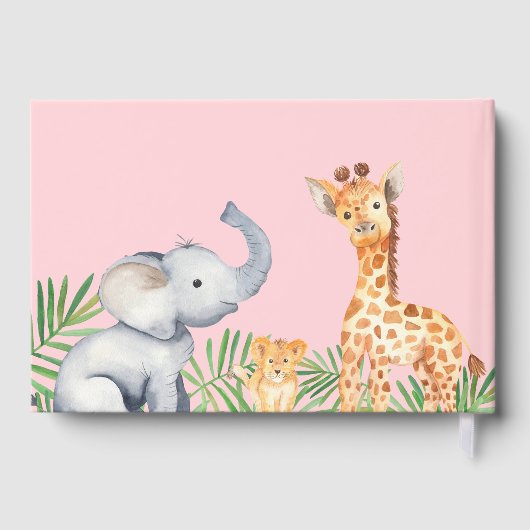 サファリ動物時事的フローラベビーシャワーウェルカム ゲストブック (裏面)