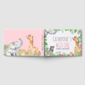 サファリ動物時事的フローラベビーシャワーウェルカム ゲストブック (全面)
