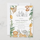 サファリ動物書道ぼほ赤ちゃんシャワー 招待状 (正面)