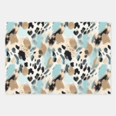 サファリ動物毛皮のプリントパターン青とベージュ ラッピングペーパーシート (正面)