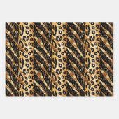 サファリ動物毛皮のプリントパターン黒と金ゴールド ラッピングペーパーシート (正面)
