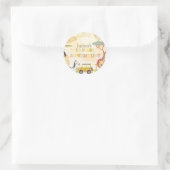 サファリ動物水彩誕生日パーティーサークル ラウンドシール (バッグ)