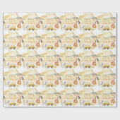 サファリ動物水彩誕生日パーティーサークル ラッピングペーパー (フラット)