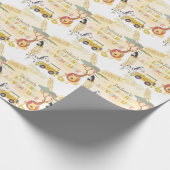 サファリ動物水彩誕生日パーティーサークル ラッピングペーパー (角)